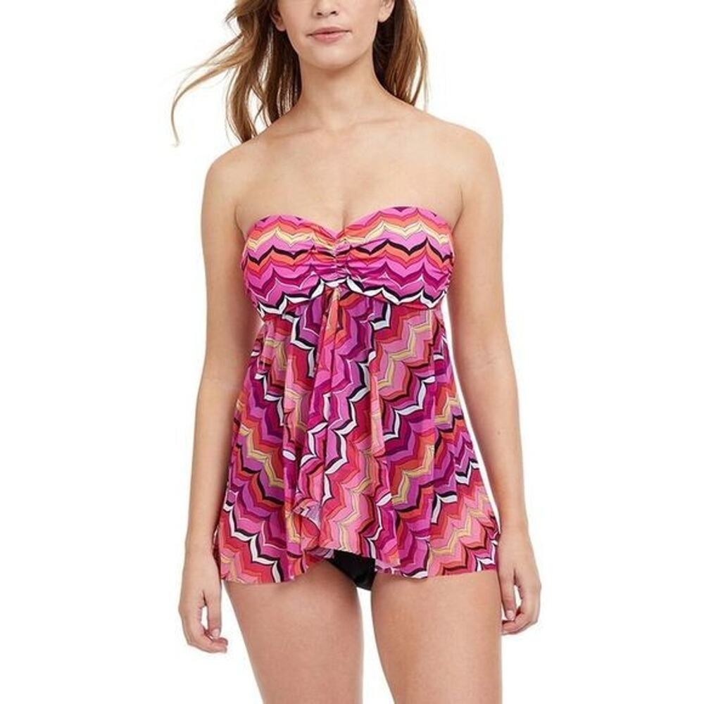 Profile by Gottex NWT Pink Print Moroccan Flyaway One Piece Swim Dress 16